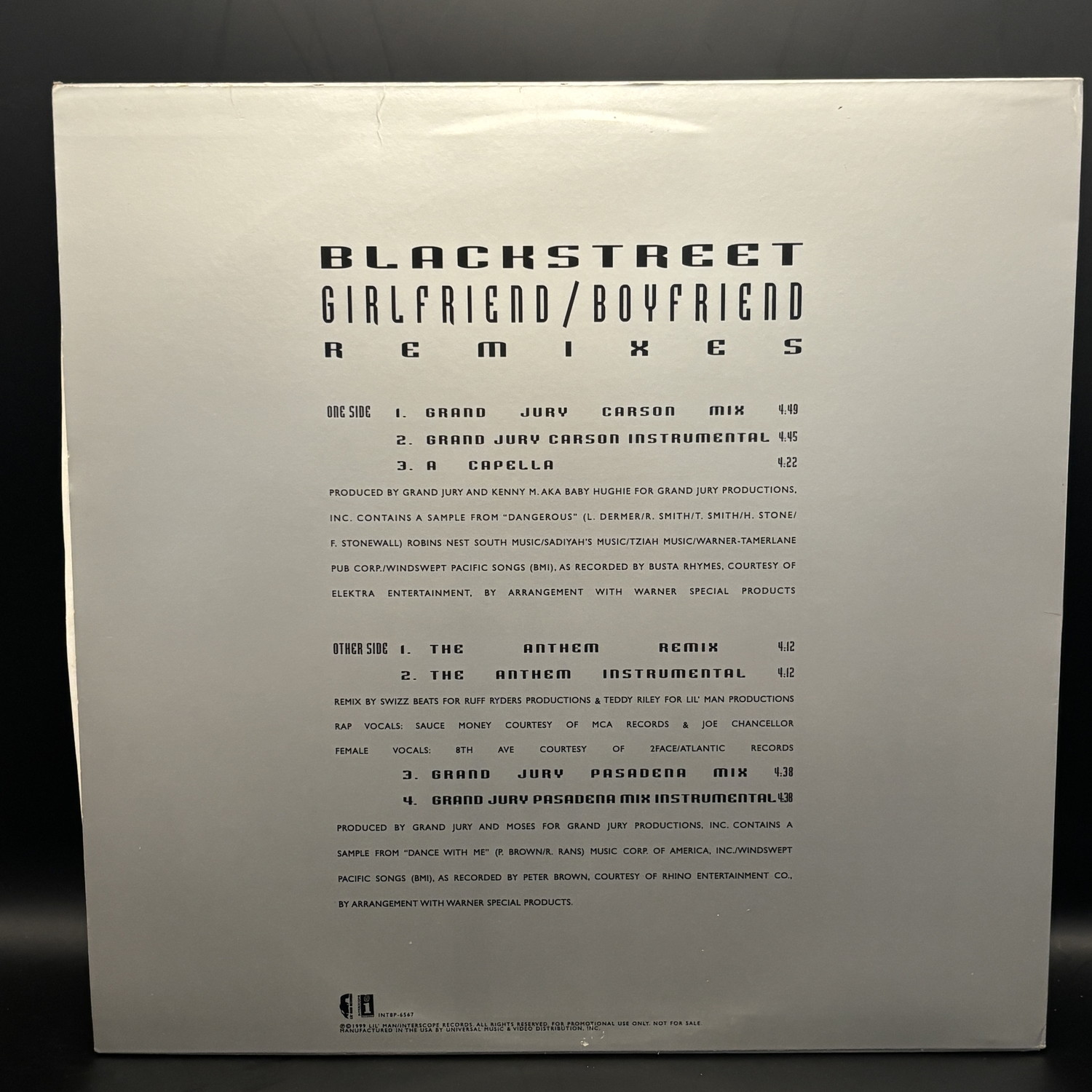 Girlfriend / Boyfriend Remixes (Blackstreet)のジャケット裏
