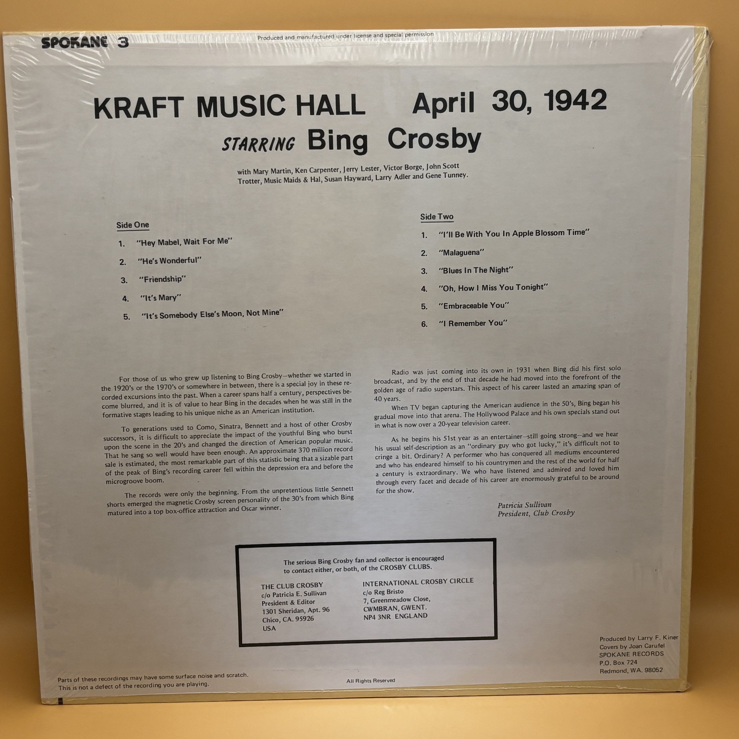 Kraft Music Hall April 30, 1942 (ビング・クロスビー)のジャケット裏
